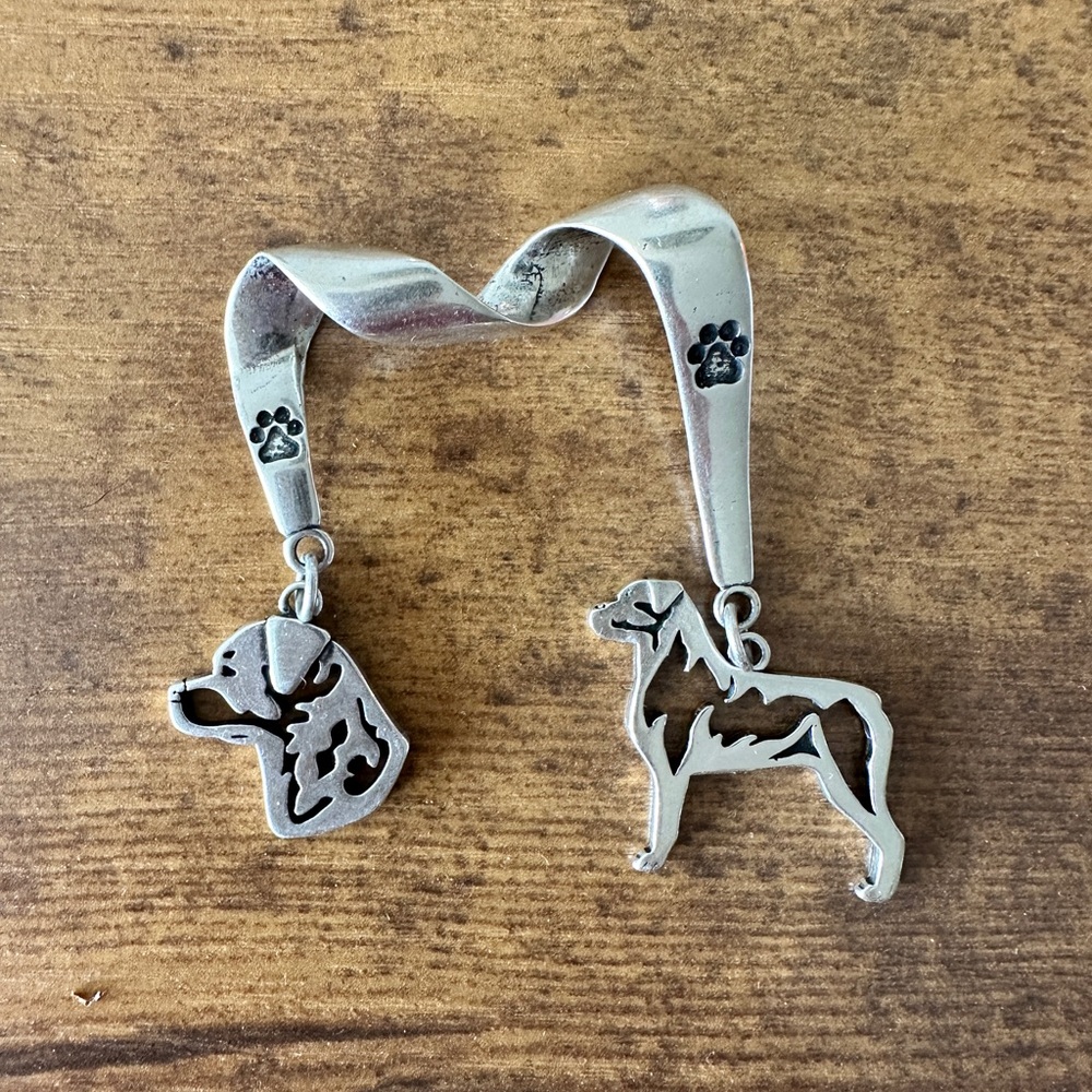 Rottweiler charm pendant, sterling silver